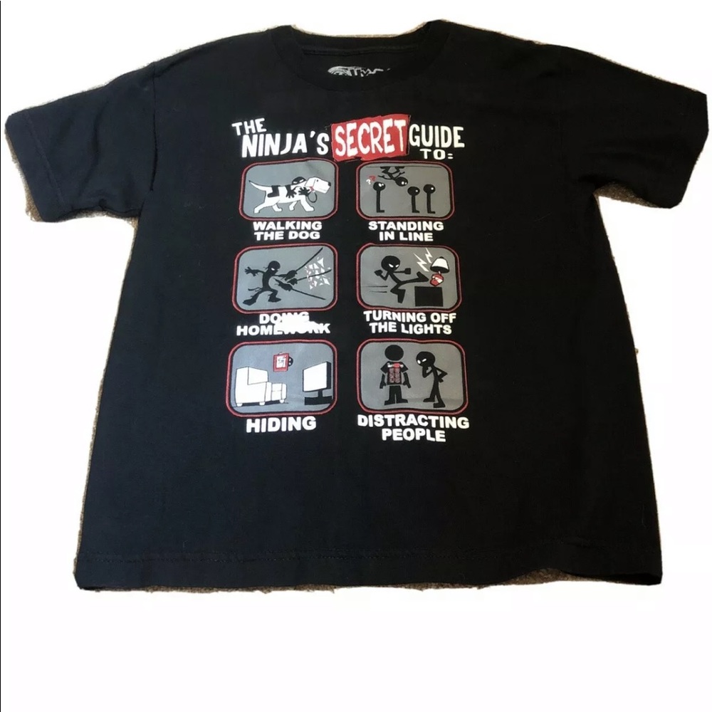 Youth Black Ninja T-shirt, Size Large